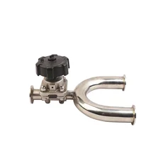 19-51 мм 304 нержавеющая сталь санитарное руководство U Тип Трехходовой зажим мембранный клапан