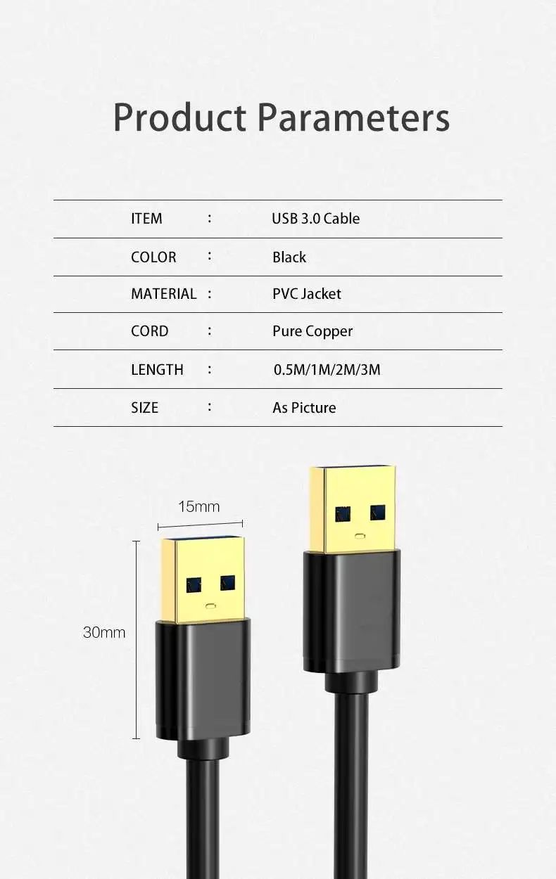 1 м USB Удлинительный Кабель USB 3,0 к USB 3,0 кабель типа А мужчин и мужчин супер скорость для ПК кабель для планшета ноутбука