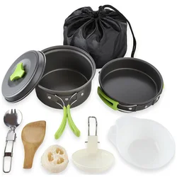 Outdoor 10Pcs Camping Cookware Portable Cooking Equipment Mess Kit Bowls Backpacking Gear Outdoor 10Pcs Camping Cookware Portable Cooking Equipment Mess Kit Bowls Backpacking Gear