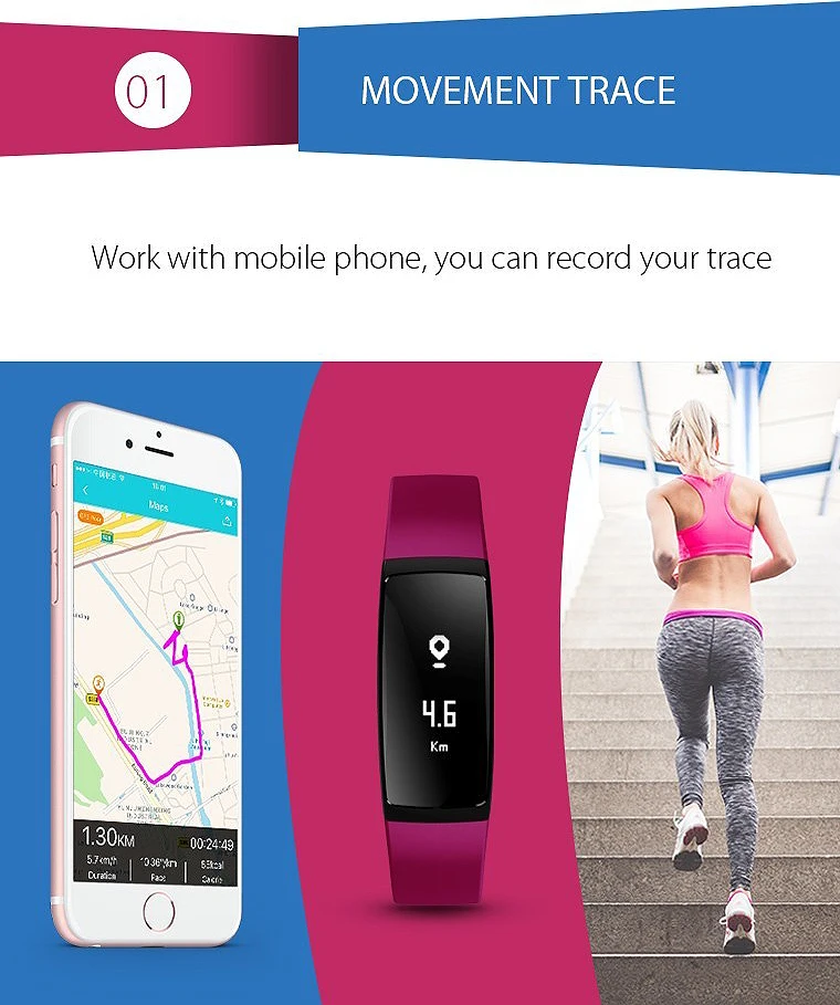 Smart Напульсники Фитнес для Android IOS Телефон V07 группа крови Давление Беспроводной