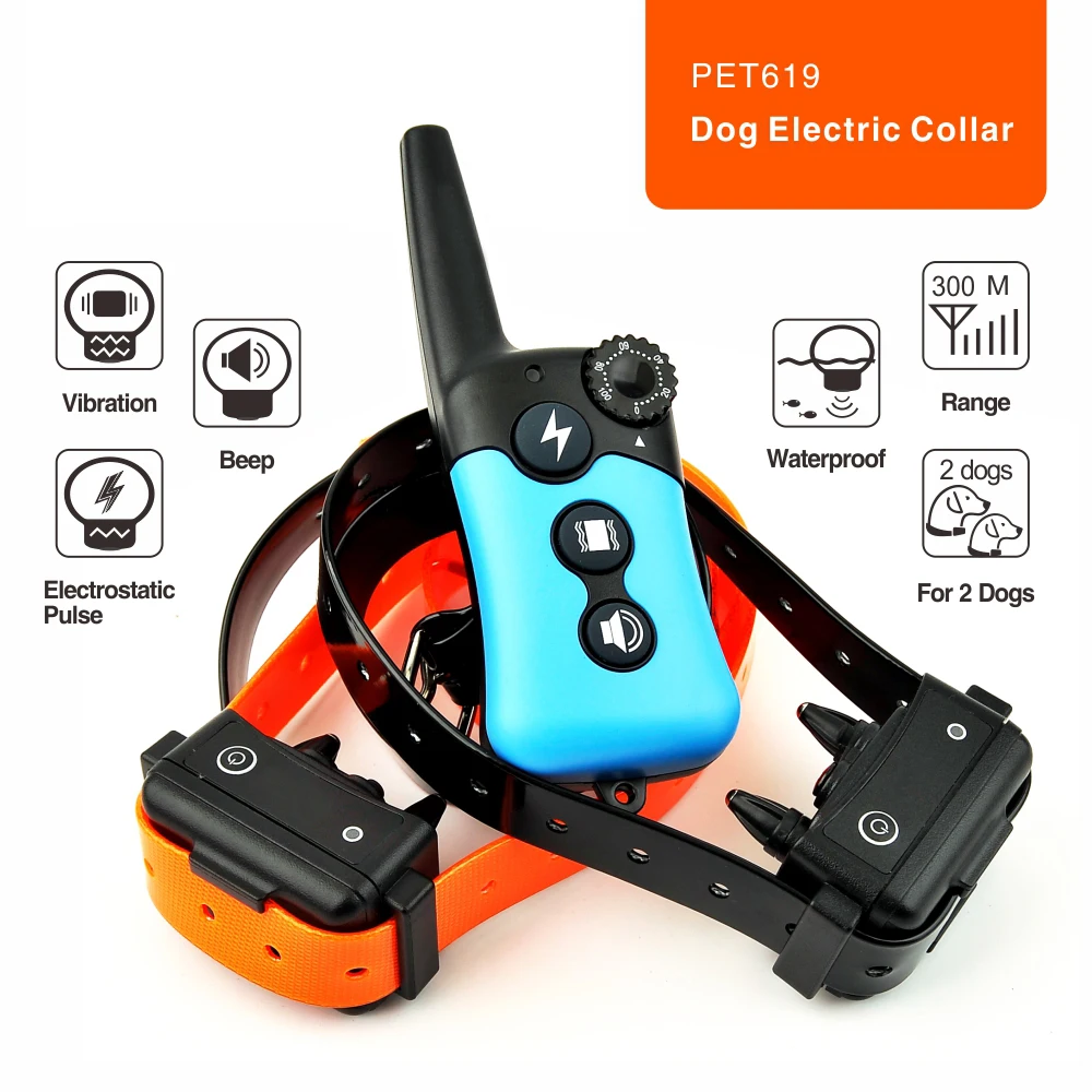 PET619 Electric Dog Training Collar Large Dog Training Collars 300m Rechargeable Pet Training
