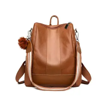 

Fashion anti-theft women's backpack PU leather solid color British wind school bag casual shoulder bag