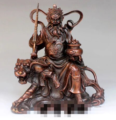 Chinese ride tiger God of wealth bronze buddha statue