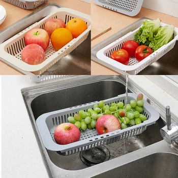 

Plastic Retractable Sink Drain Rack Dishwasher Kitchen Pool Shelf Hollow Out Fruit Vegetables Chopsticks Storage Basket