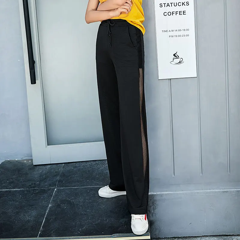 Black Breathable Joggers Women Wide Leg Sweatpants Summer Running Elastic Waist Palazzo Trousers Women Plus Size Joggers 2019 Black Breathable Joggers Women Wide Leg Sweatpants Summer Running Elastic Waist Palazzo Trousers Women Plus Size Joggers 2019