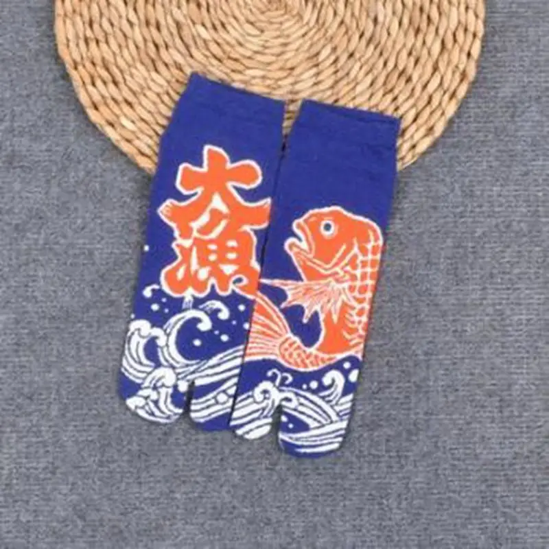 Унисекс двумя пальцами носки, японский стиль, хлопок, носки с пальцами, самурайский меч, Разделение носки с пальцами; сумка на ногу короткие сандалии «гэта» шлепанцы носки AAA0599 - Цвет: Design 23
