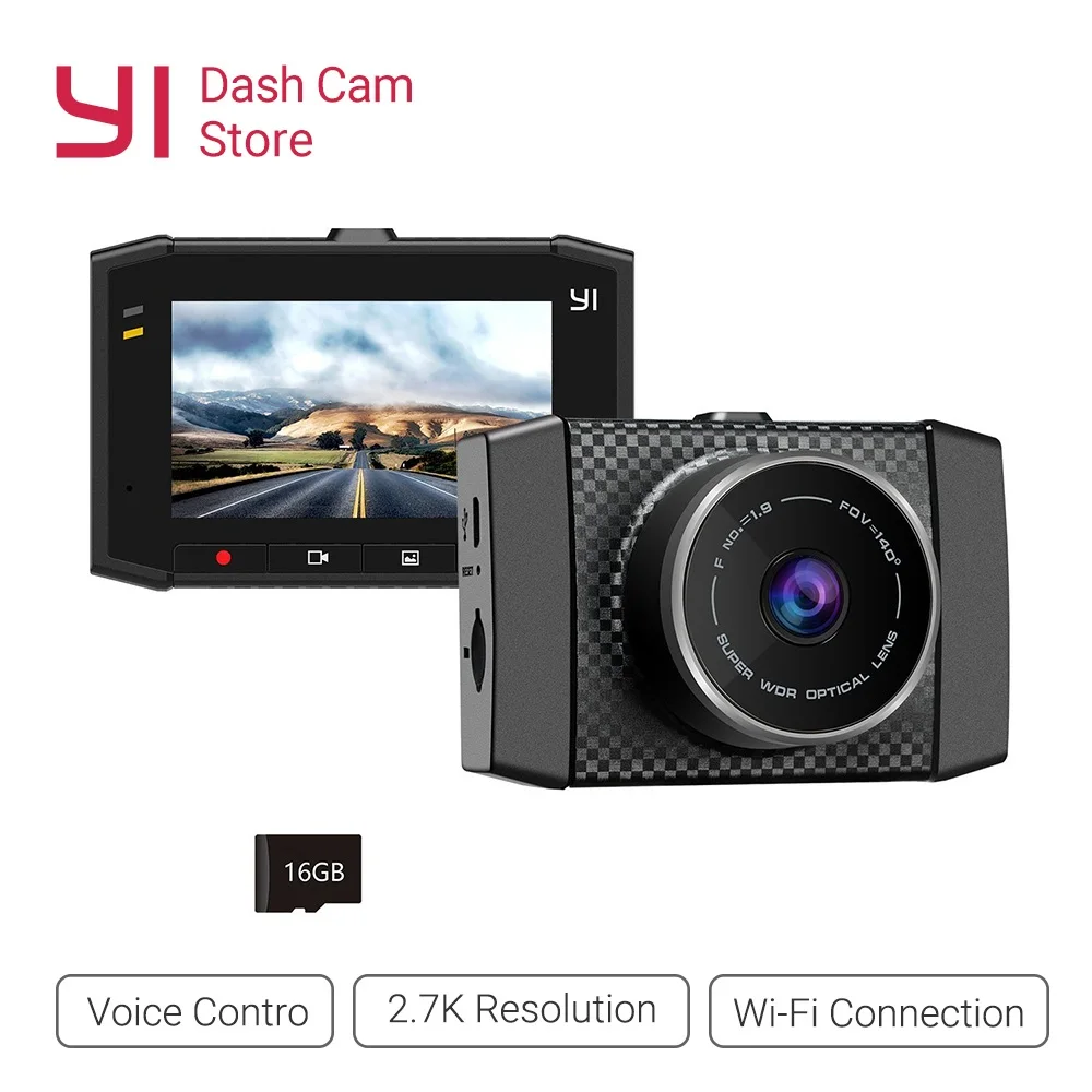  YI Ultra Dash Camera Recorder With 16G Card 140 Wide Angle Resolution Car DVR Dash Cam Voice Contro