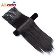 Alileader Clip en extensiones de cabello de 22 pulgadas 16 colores cabeza 16 Clips en el cabello sintético postizos para mujer 6 unids/set pelo largo