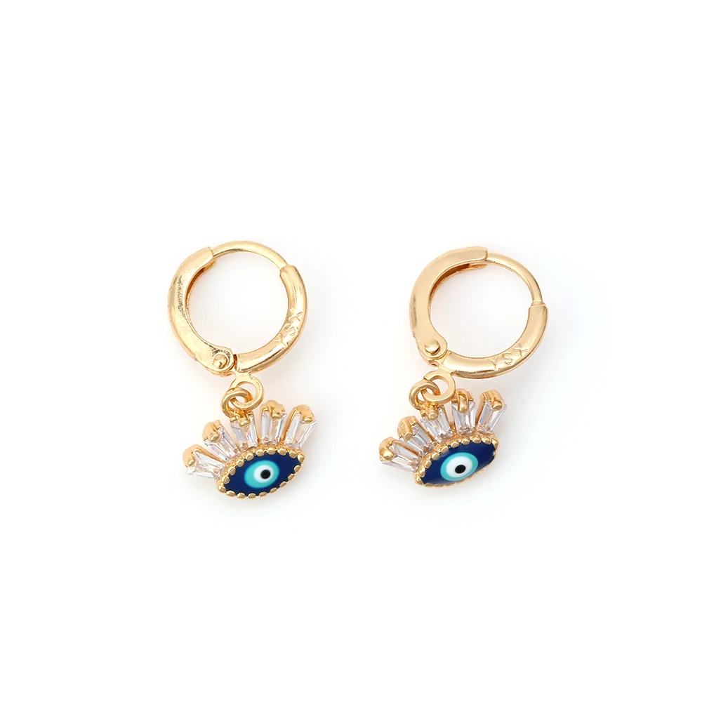 Женские серьги подвески Lucky Eye медные Hamsa с кисточками для ресниц богемные