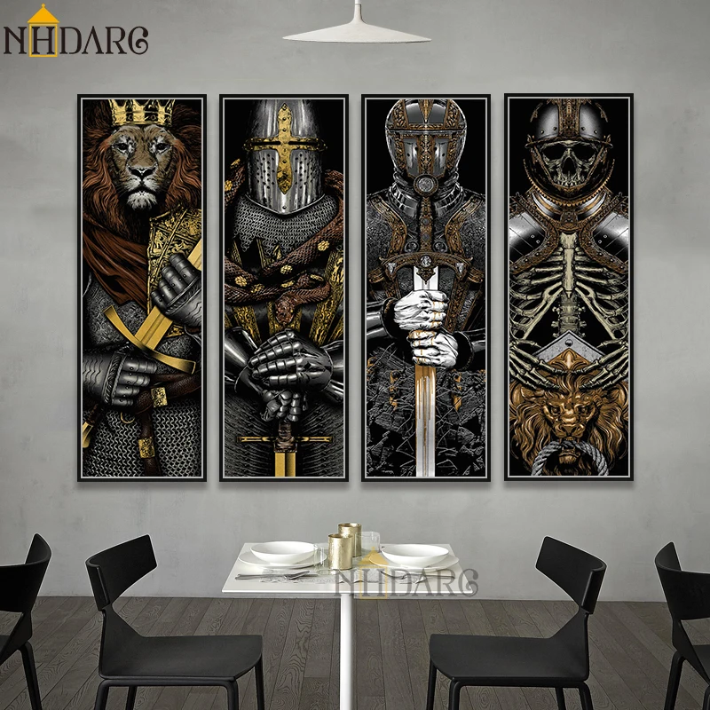 Online Die Samurai Schwert Rüstung Poster Und Drucke Leinwand Malerei Kunst Große Größe Wand Bilder für Wohnzimmer Restaurant Home Decor