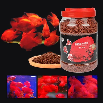 

Red Parrot cichild fish food graules float on water Giant Blood Gold Blood Parrot fish flowerhorn Head tropical feed Snapper