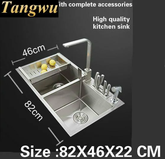 Tangwu Handmade High End Kitchen Sink 4 Mm Thick Food Grade 304 Tangwu Handmade High End Kitchen Sink 4 Mm Thick Food Grade 304 Stainless Steel Wash Bowl Double Groove 82 X46x22 Cm In Sinks From Home