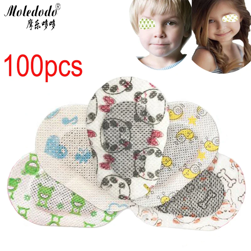 

100Pcs Children Cartoon Amblyopia Eye Patches 5 Colors Full Coverage Amblyopia Correction Eyeshade Eye Mask Medical Eye Patch