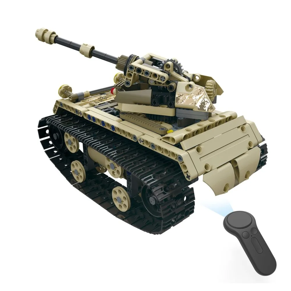 

DIY Electric Tank 2.4G 4H USB Charging Building Block Simulated Light Track Tank 552pcs RC Toys Model for Children
