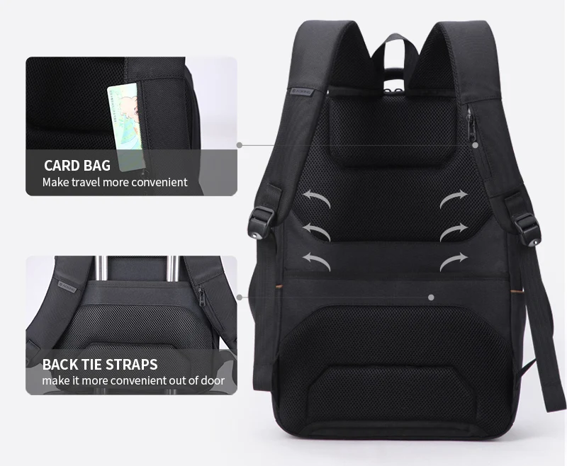 Бренд Aoking, черный рюкзак, водонепроницаемые мужские дорожные сумки с usb-портом, Модный деловой рюкзак, подходит для ноутбука 15," для подростков