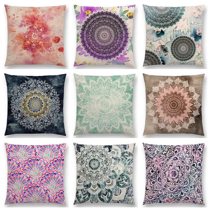 dreamy rainbow boho beautiful flowers gorgeous floral mandalas fantasy moon stars prints cushion cover sofa throw pillow case - Decorative Pillows Cheap dreamy rainbow boho beautiful flowers gorgeous floral mandalas fantasy moon stars prints cushion cover sofa throw pillow case - Decorative Pillows Cheap