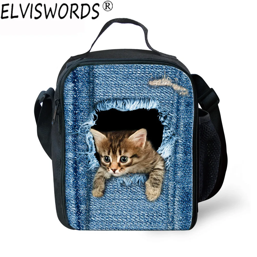 ELVISWORDS Women Portable Lunch Bags Girls Insulated Launch Box Bag Picnic Work Thermal Bag Cooler Food