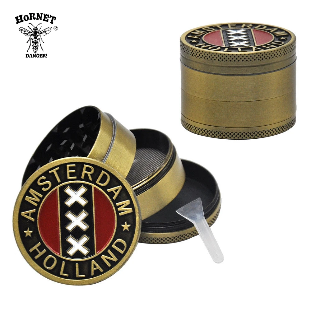 

HORNET Metal Tobacco Grinder 50MM 4 Piece With Sharp Diamond Teeth Zinc Alloy Smoking Herb Grinder Smoke Pipe Accessories