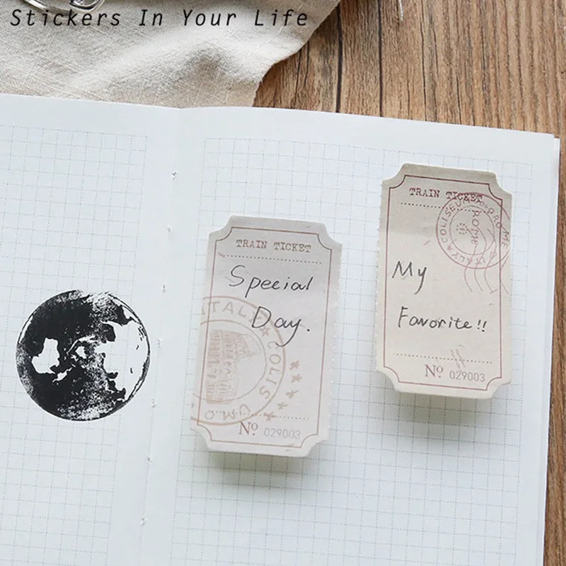 

Vintage Retro Ticket Memo Pad Sticky Notes For School Office Supplies Stationery Planner Kawaii Notepad Paper Sticker