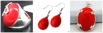 

Hot sell free shipping ~~ Matched Lady's Red Carved Lacquer Marcasite 925 Sterling Silver Ring(#7-10) Earrings & Pandent jewelry