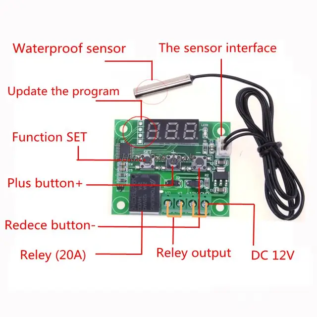 1PCS W1209 DC 12V heat cool temp thermostat temperature control switch temperature controller