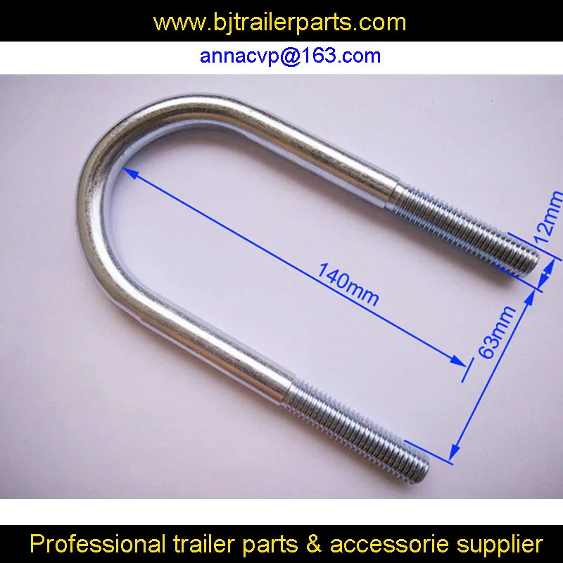 U bolt M12 x 63 x 140mm, trailer axle U bolt, trailer leaf spring clamp