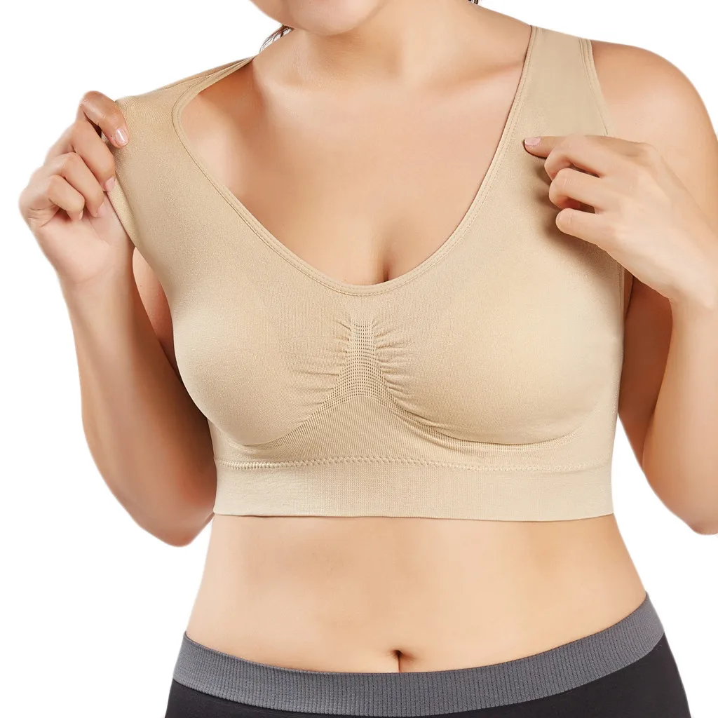 

Women Pure Color Bra Plus Size Ultra-thin Large Bra Sports Bra Full Bra Cup Tops Crop Top Underwear soutien gorge femme