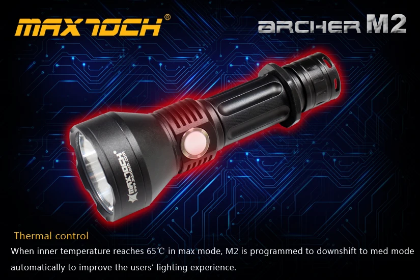 MAXTOCH Archer M2 2000lm, 600 метров+, Luminus SST-40-W P2 светодиодный, бесступенчатая Функция затемнения фонарь, боковой переключатель тактический фонарь