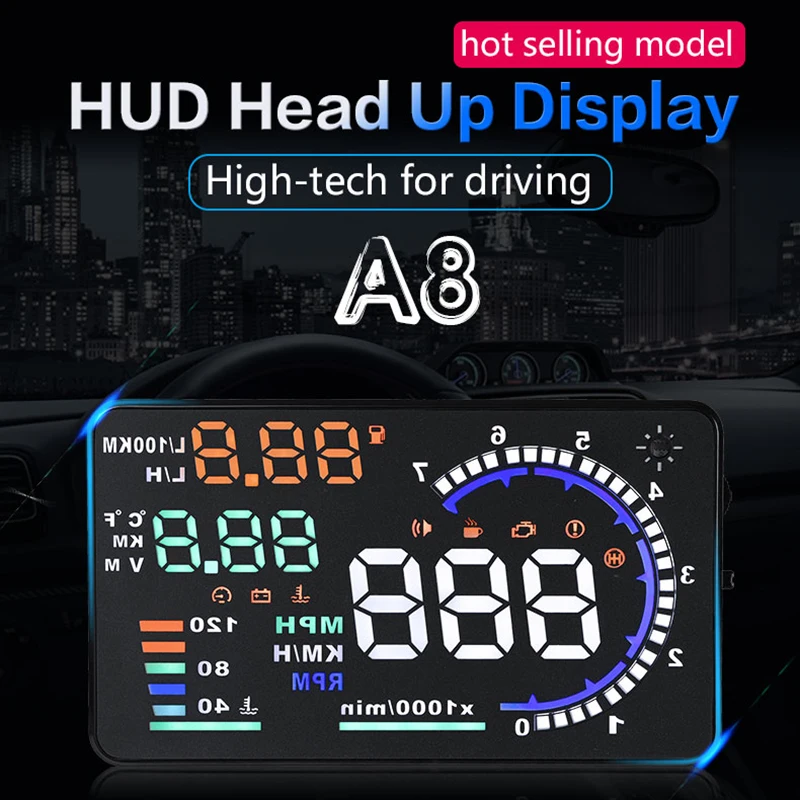 

5.5 Inch LED HUD Car Head Up Display Windscreen Projector OBD2 OBDII Scanner Speed Warning Fuel Consumption Data Diagnostic