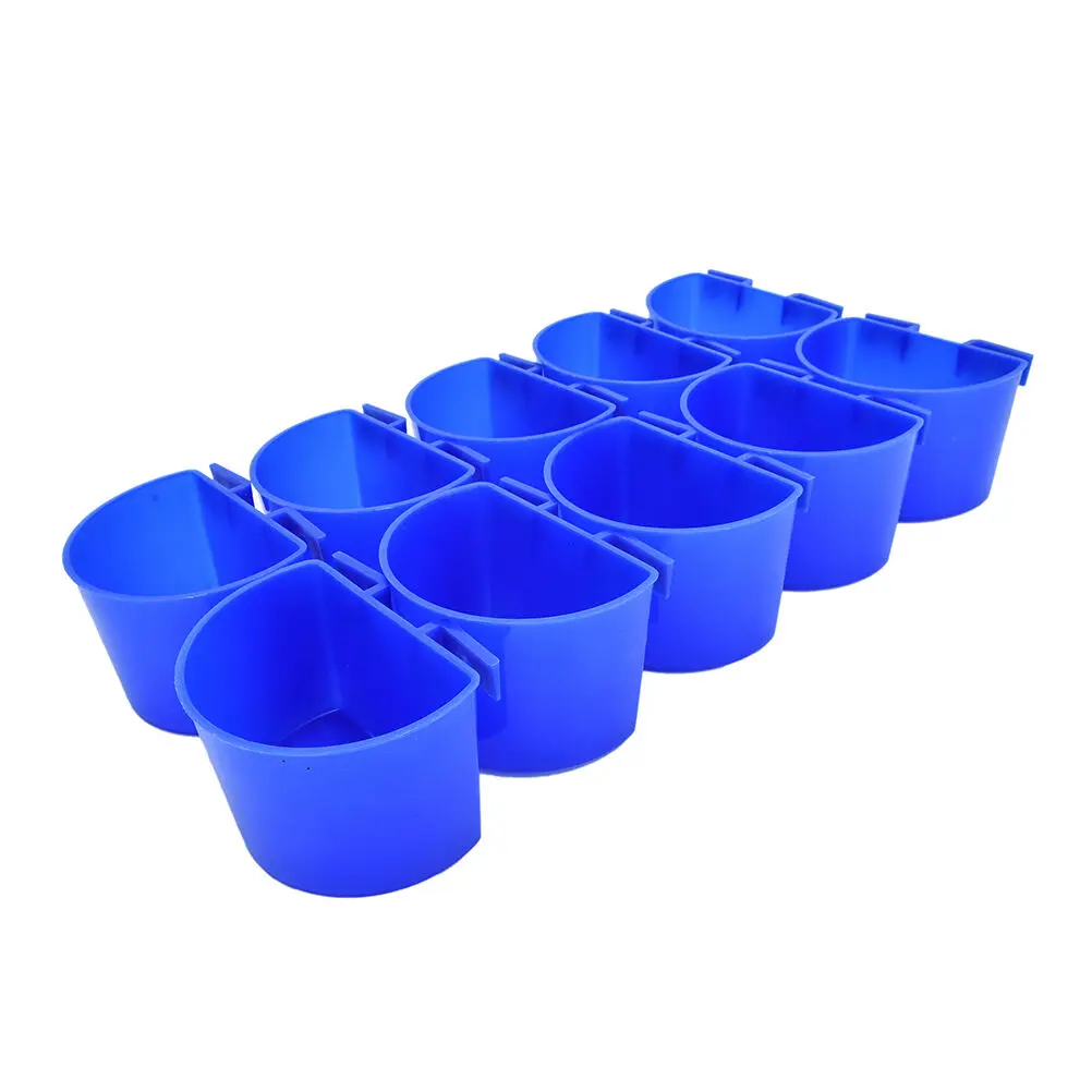 

10*Cup Hanging Water Feed Cage Cups Food Box Poultry Rabbit Chicken Supplies New