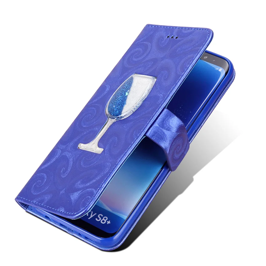 Hourglass Love Heart Quicksand Leather Wallet Case For Samsung Galaxy S8 S9 Plus S5 Mini S7 Edge Magnetic Flip 2 Card Slots Bag (51)