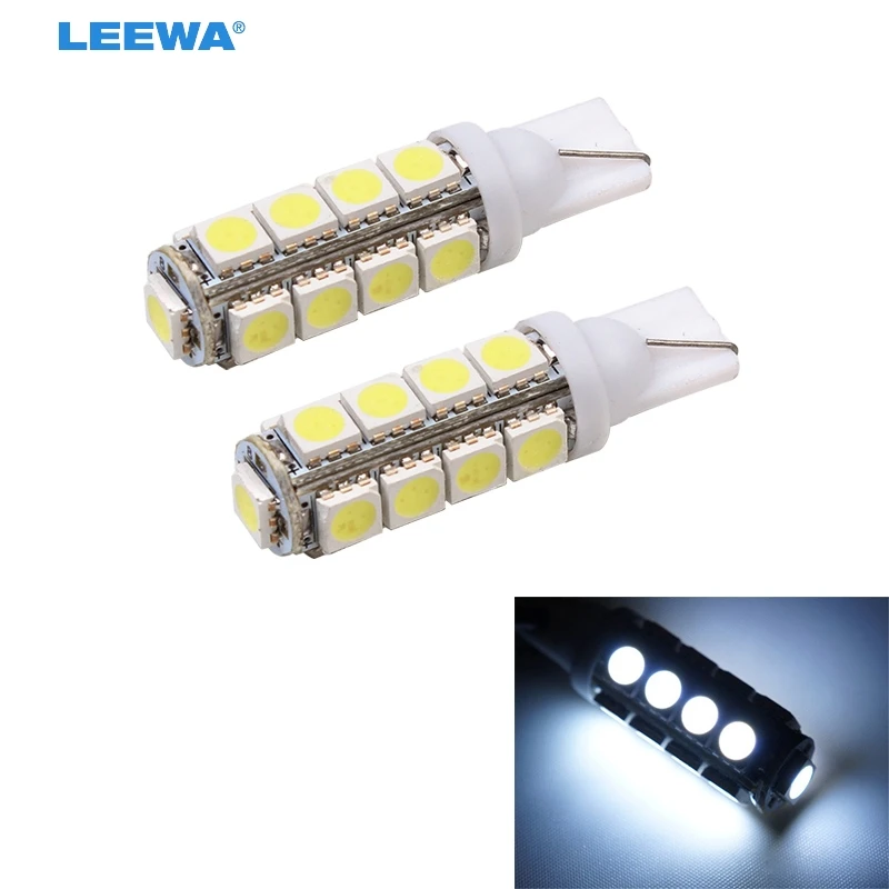LEEWA 50 шт. DC12V Белый T10 W5W 194 168 17 светодиодный SMD 5050 Автомобильный клиновидный для