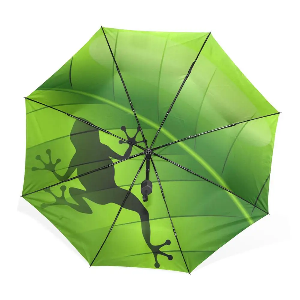 Новинка, креативный фантазийный Зонт с лягушкой, для взрослых, УФ, Paraguas, солнцезащитный зонтик, Parapluie, Зеленый зонт, для дождя, для женщин, мужчин, зонты - Цвет: Full automatic