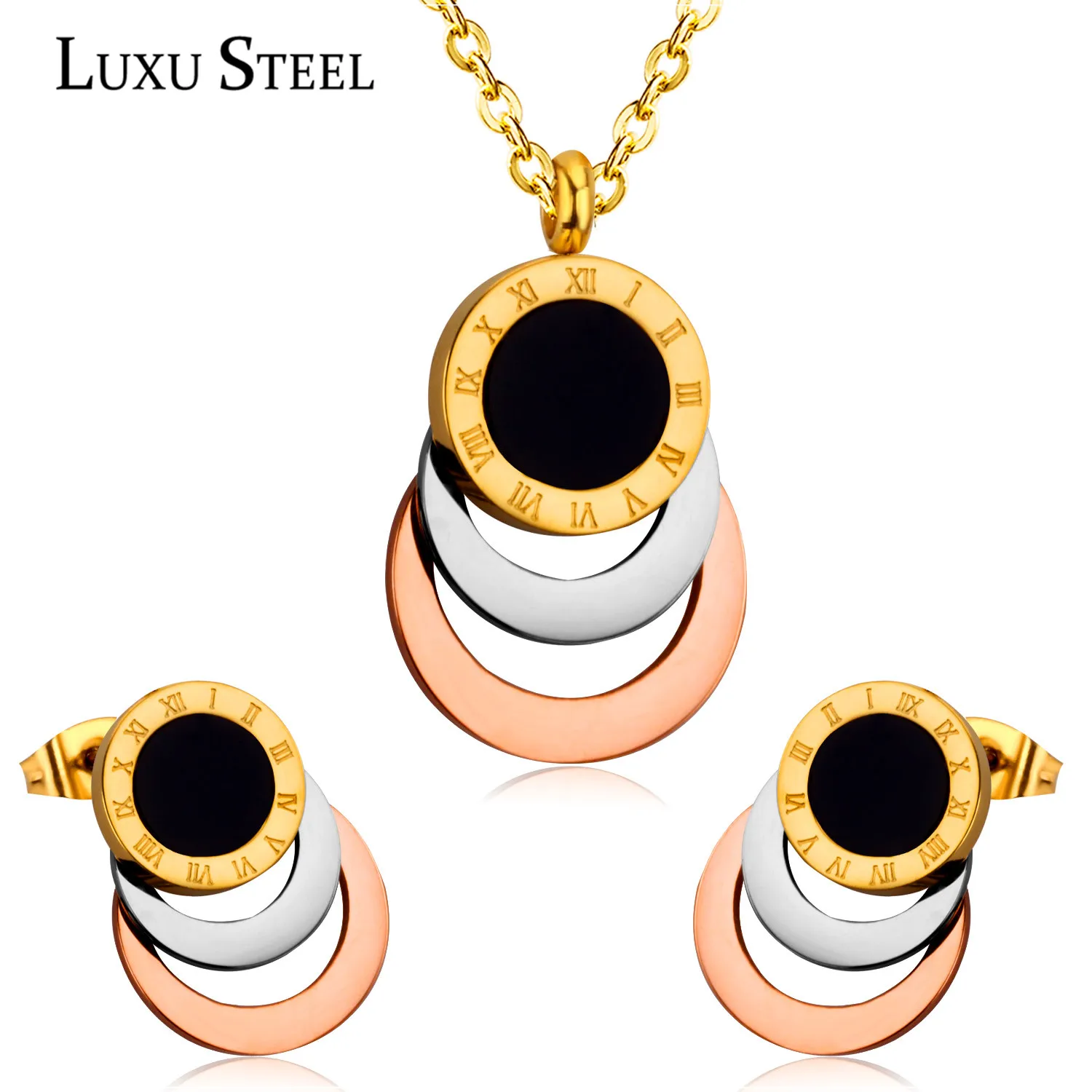 LUXUSTEEL Женские аксессуары состоит из круглой Подвески с римскими цифрами черной