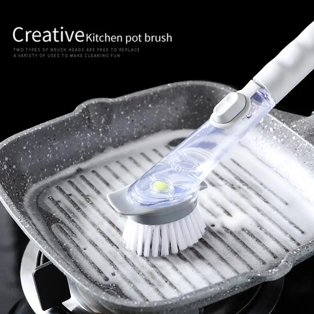 

New Handheld Cleaning Brush Long-handled Washing Dishes Brush Pot Can Cleaning Brush Kitchen Tools Kitchen Gadget