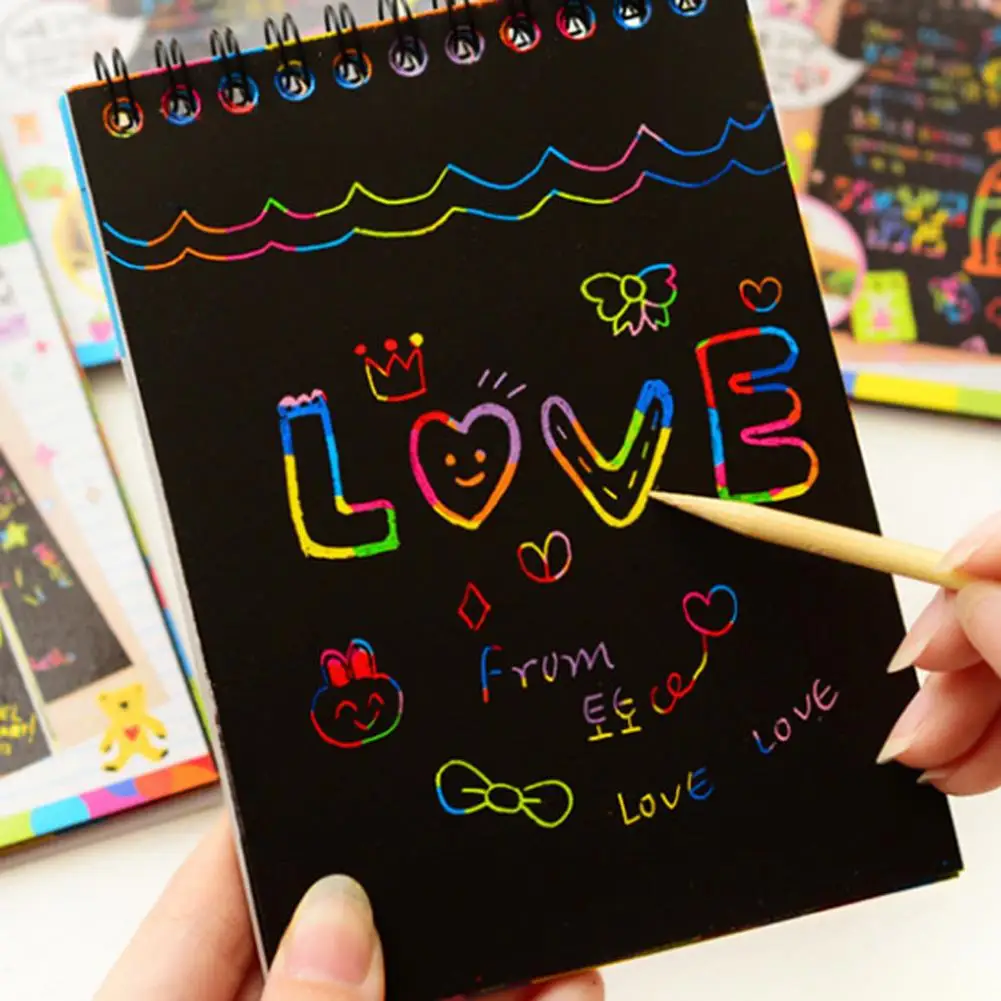 Magic Colorful Drawing Board Paper Painting Scraping Children Kids