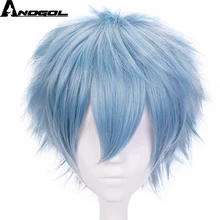 Anogol аниме My Hero Academy Boku No Hiro Tomura Shigaraki короткие натуральные волны синий синтетический косплей парик для костюма вечерние для мальчиков