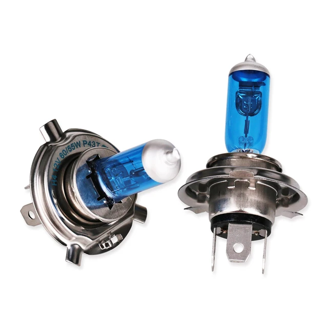1PCS H4 55W P43T 12V Car Halogen Lamp 6000K Car Halogen Bulb Xenon Dark Blue Glass Super White 2
