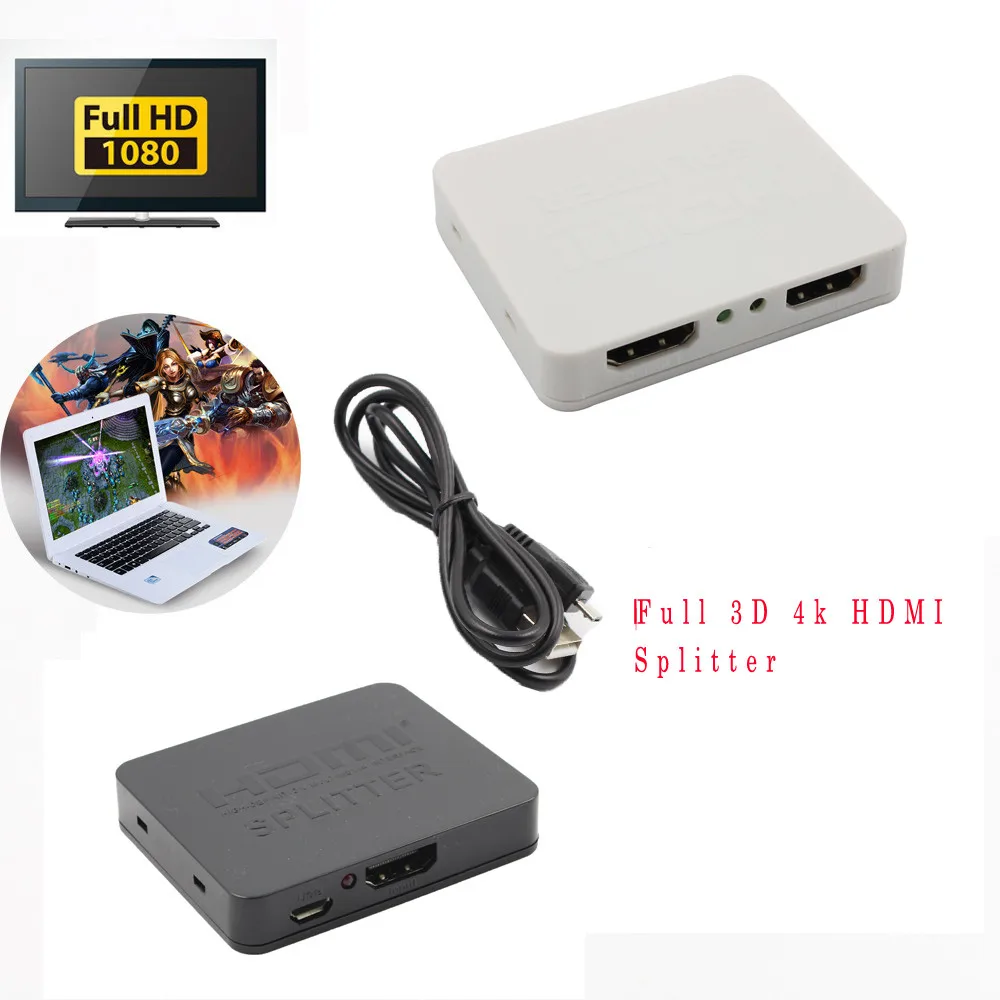 

CARPRIE Useful Full 3D 4k HDMI Splitter 1x2 1 in 2 Out Repeater Amplifier Connect 2 TVs Cable Adapter Drop Shipping