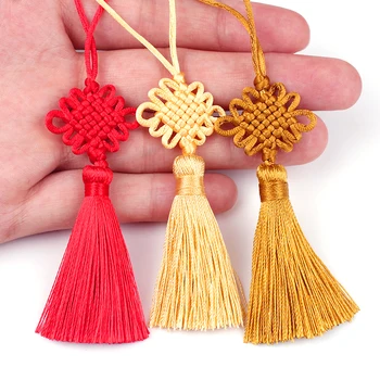

2pcs/lot 5cm Chinese knot tassel silk fringe sewing bangs tassel trim decorative key tassels for DIY curtains home decoration