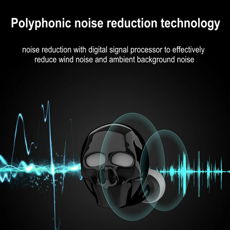Tanie 2019 nowa czaszka Bone Bluetooth słuchawka z mikrofonem redukcja szumów Hi Fi zestaw głośnomówiący bas stereo Mini Micro słuchawka douszna