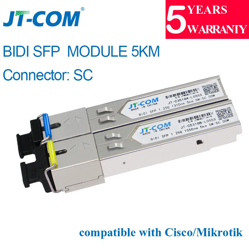 1G 5KM SM SC Connector SFP Transceiver Module Gigabit Single Mode Single Fiber Optical Ethernet Compatible with Cisco Switch 20