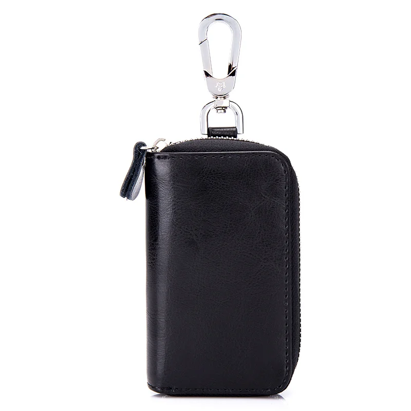Для мужчин Автомобильный держатель для ключей, администратор кошельки Мужской Разделение кожа Ключи цепочка для ключей женские модные рюкзаки высокое качество известная марка - Цвет: Black