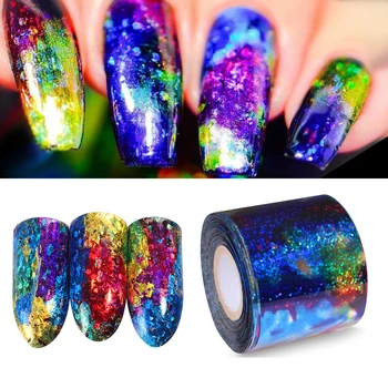 

100*4cm Nail Art Foil Transfer Stickers sparkly Decals Stickers Nail Decal Design Flower Decoration Nails Wraps tool