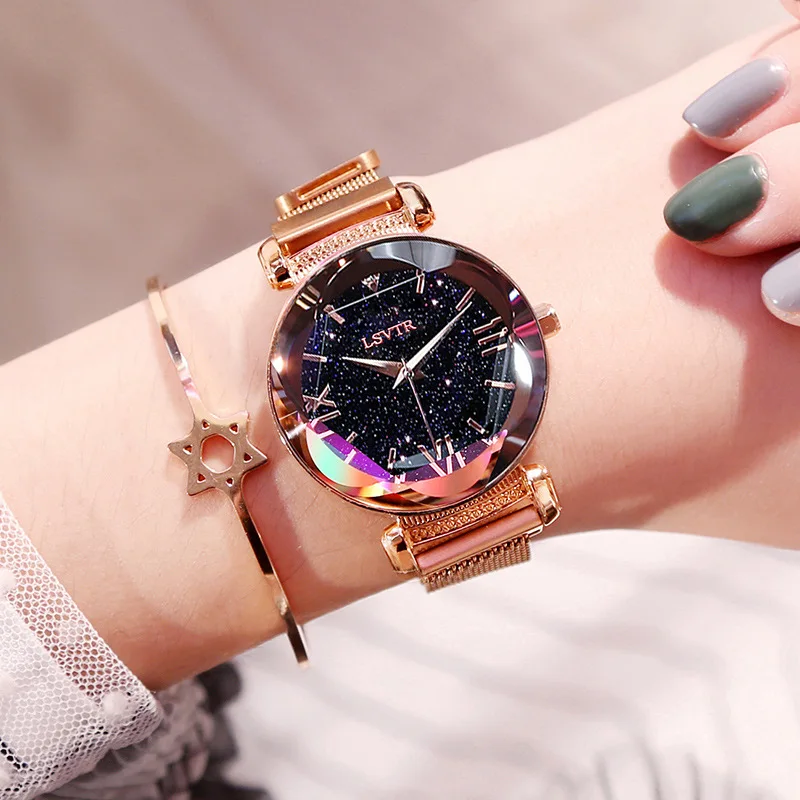 Роскошные женские часы модные элегантные с магнитной пряжкой Vibrato Фиолетовые женские наручные часы Новинка звездное небо римские цифры подарок часы
