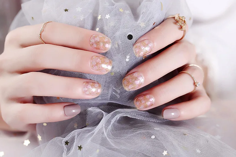 

24pcs/set Ink wind style Color jump design false nails Simple Middle-long size lady full nail tips Patch art tool bride#