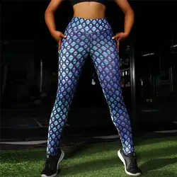 Для женщин высота талии Йога геометрическим принтом Кроссовки Спортивные штаны брюки для пуш-ап тренажерный зал носить эластичные узкие