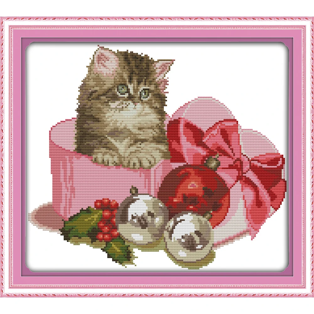 

Everlasting love Christmas gift - cat Ecological cotton Chinese cross stitch kits counted stamped 14CT 11CT new sales promotion