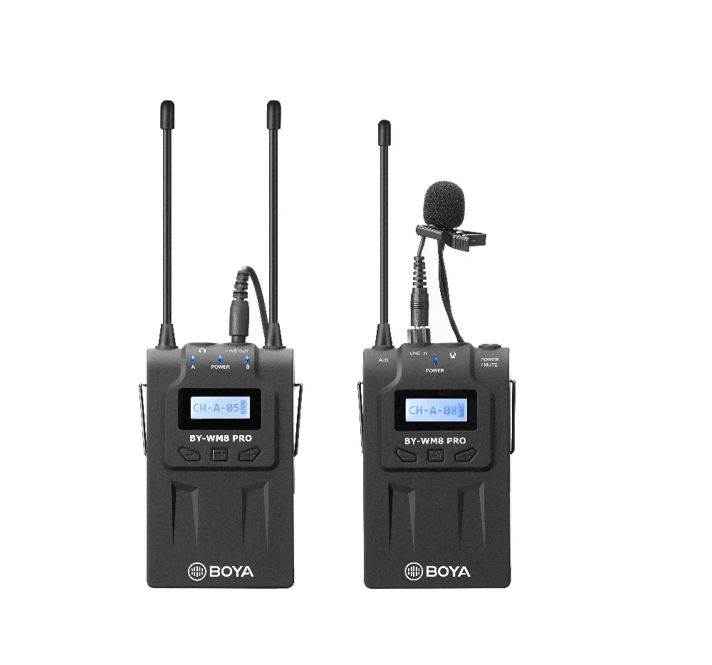 

BOYA BY-WM8 Pro-K1 UHF Dual-Channel Lavalier Wireless Microphone System with LCD Screen for Canon Nikon DSLR Camera Camcorder