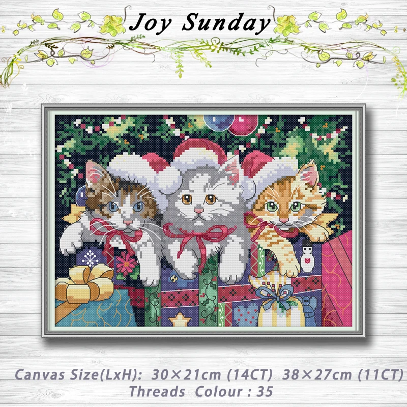 

Christmas cat painting dmc 14CT 11CT counted cross stitch kits embroidery sets Needlework Sets chinese cross stitch Home decor